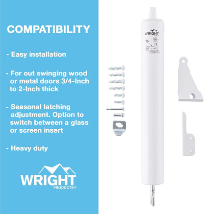 Wright Products - Heavy Duty Pneumatic Screen and Storm Door Closer, White