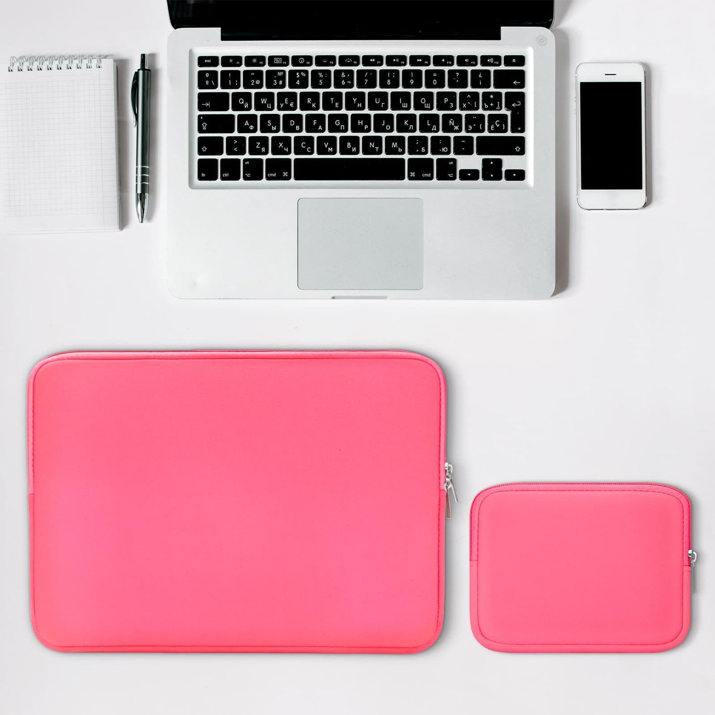 RAINYEAR 15.6 Inch Laptop Sleeve Case Soft Fluffy Lining Bag with Accessories Pouch, Compatible with 15.6" Dell HP ThinkPad Lenovo Asus Acer Samsung Notebook Chromebook (Bright Pink, Upgraded Version)