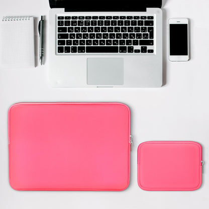 RAINYEAR 15.6 Inch Laptop Sleeve Case Soft Fluffy Lining Bag with Accessories Pouch, Compatible with 15.6" Dell HP ThinkPad Lenovo Asus Acer Samsung Notebook Chromebook (Bright Pink, Upgraded Version)