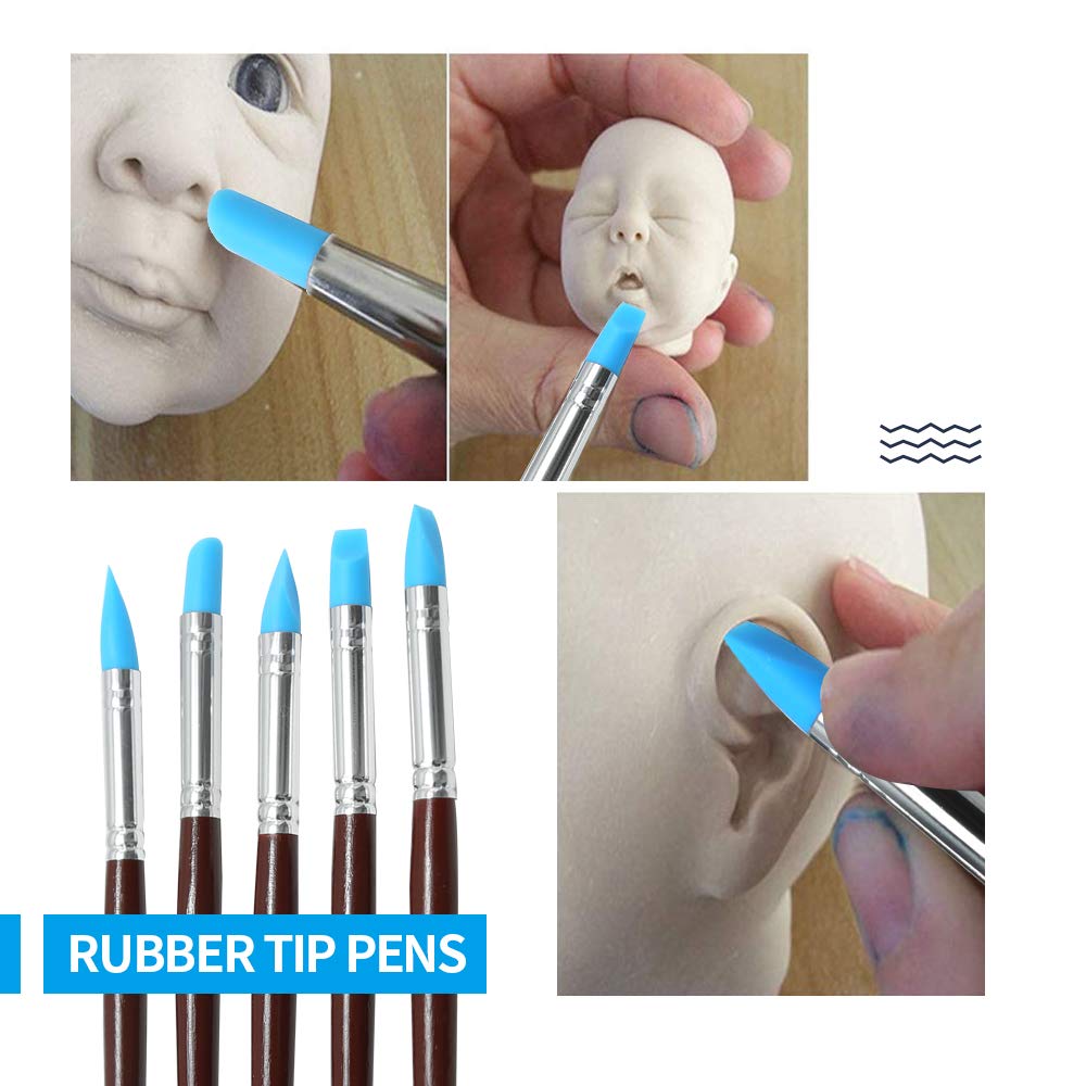 Anxingo 24 in 1 Pottery & Clay Sculpting Tools with Assorted Shape Size DIY Clay Modeling Tool Set for Adult Teen Lover