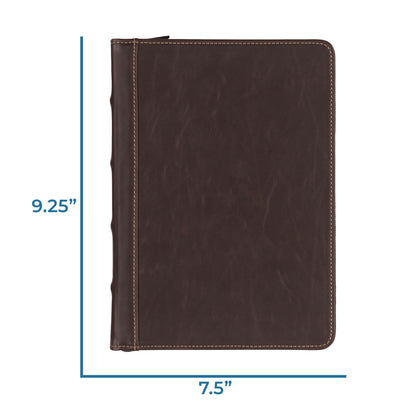 Samsill Vintage Junior Hardback 3 Ring Zipper Binder, Professional Planner Organizer, 1-Inch Capacity, Faux Leather with Contrast Stitching, Brown, 9.25 x 7.5 Inches