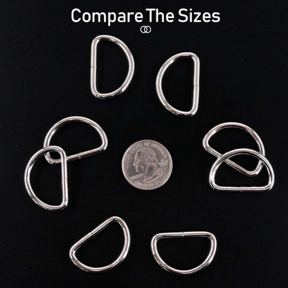 Swpeet 150Pcs Multi-Purpose Metal D Ring Semi-Circular D Ring for Hardware Bags Ring Hand DIY Accessories (1 Inch)