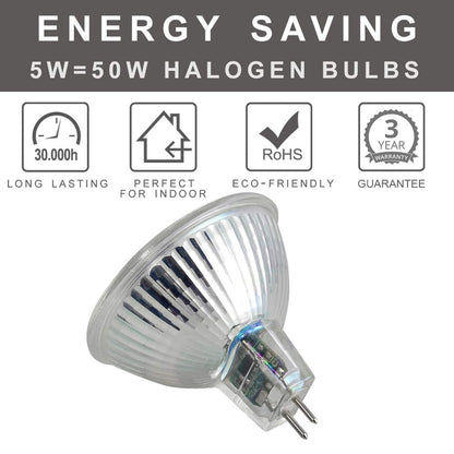 MR16 LED Bulb Non Dimmable 5000K Daylight White 5W AC/DC 12V 50W Halogen Equivalent 500lm GU5.3 Bipin Base 40 Degree Spotlight for Track Recessed Lighting and Outdoor Landscape Lighting 6-Pack