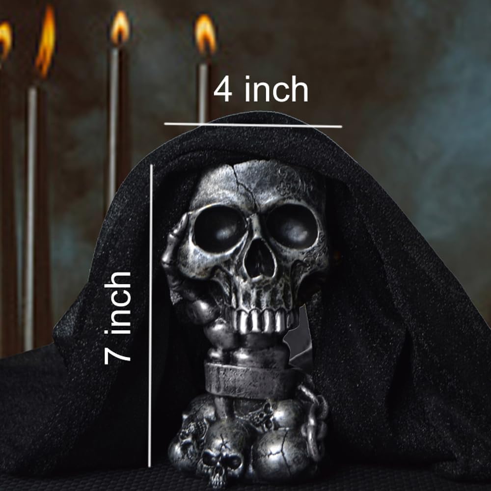 Skull Planter Gothic Home Decor, Cool Planters for Halloween Decorations Indoor/Outdoor Plants, Flower Pots, Plant Pots, Flower Pot, Plant Pot, Unique Statue Vase with Drainage(Tall Black Vases)