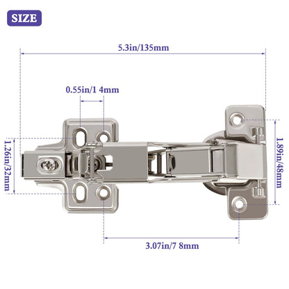 2 Pack 165 Degree Full Overlay Kitchen Cabinet Hinges,Soft Close Kitchen Cabinet Door Hinges for Lazy Susan Corner Kitchen Cabinets Cabinet Folden Door, Clip-on Concealed Cabinet Hardware