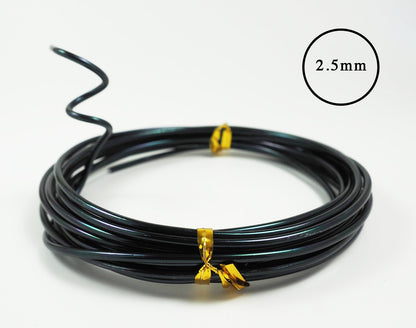 Anodized Aluminum Bonsai Training Wire 5-Size Starter Set with Canvas Bag - 1.0mm, 1.5mm, 2.0mm, 2.5mm, 3.0mm (147 feet Total) - Choose Your Color (5 Sizes, Black)