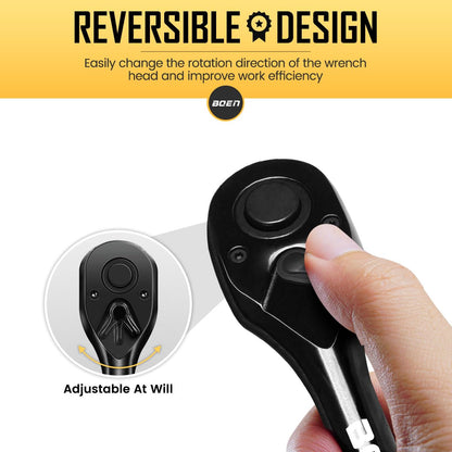 1/2-Inch Drive Ratchet Wrench, 72-Tooth Quick-Release Reversible Ratchet Wrench, Titanium Alloy Coating, High-Precision Durable Design