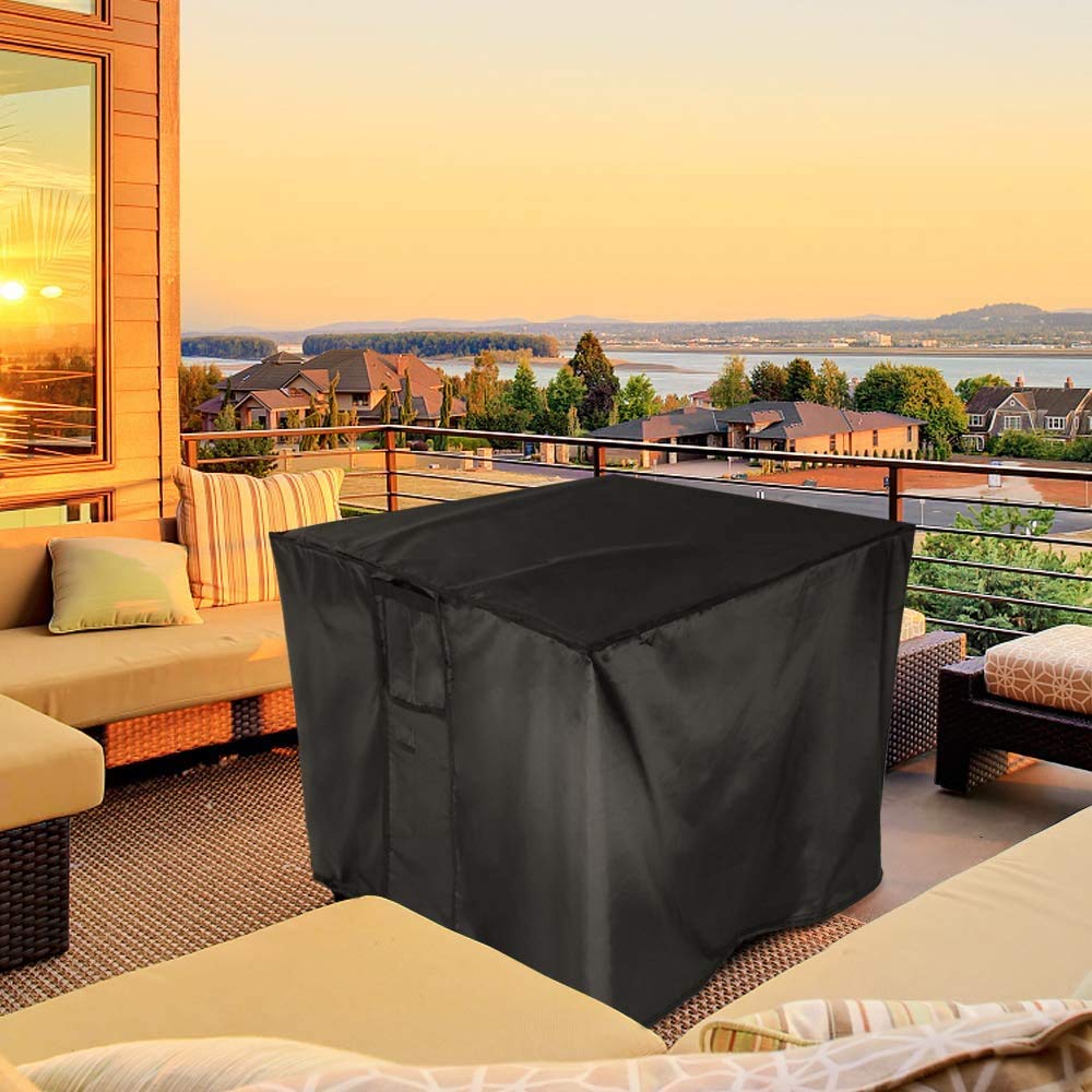 TwoPone Fire Pit Cover Square - Waterproof Windproof Anti-UV Heavy Duty Gas Fire Pit Cover, 28 Inch Patio Fire Table Cover