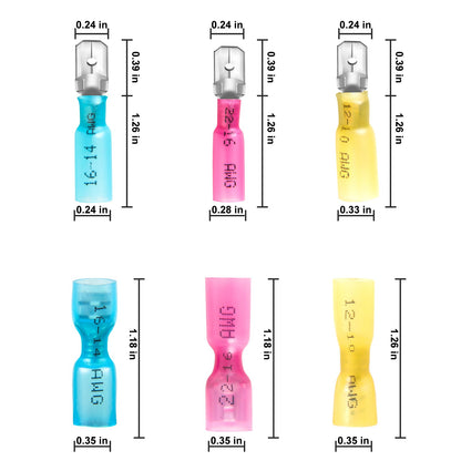 KYHSHJ Female Spade Connectors - Heat Shrink Spade Connector Kit - Quick Disconnect Wire Connectors - Electrical Spade Terminals - Blue 16-14AWG 150 PCS