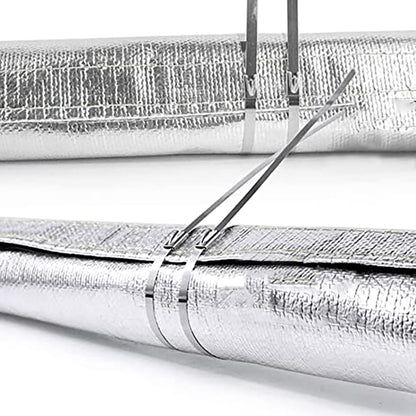 Aluminized Heat Shroud Sleeving Heat Sheath Fuel line Wire Protection Silver Hose with 10 Pcs Metal Zip Ties (1.5''I.D. x 10FT)