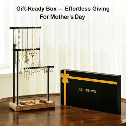 SRIWATANA Jewelry Organizer Stand, Extra Tall Necklace Holder Jewelry Holder (Carbonized Black & Black)