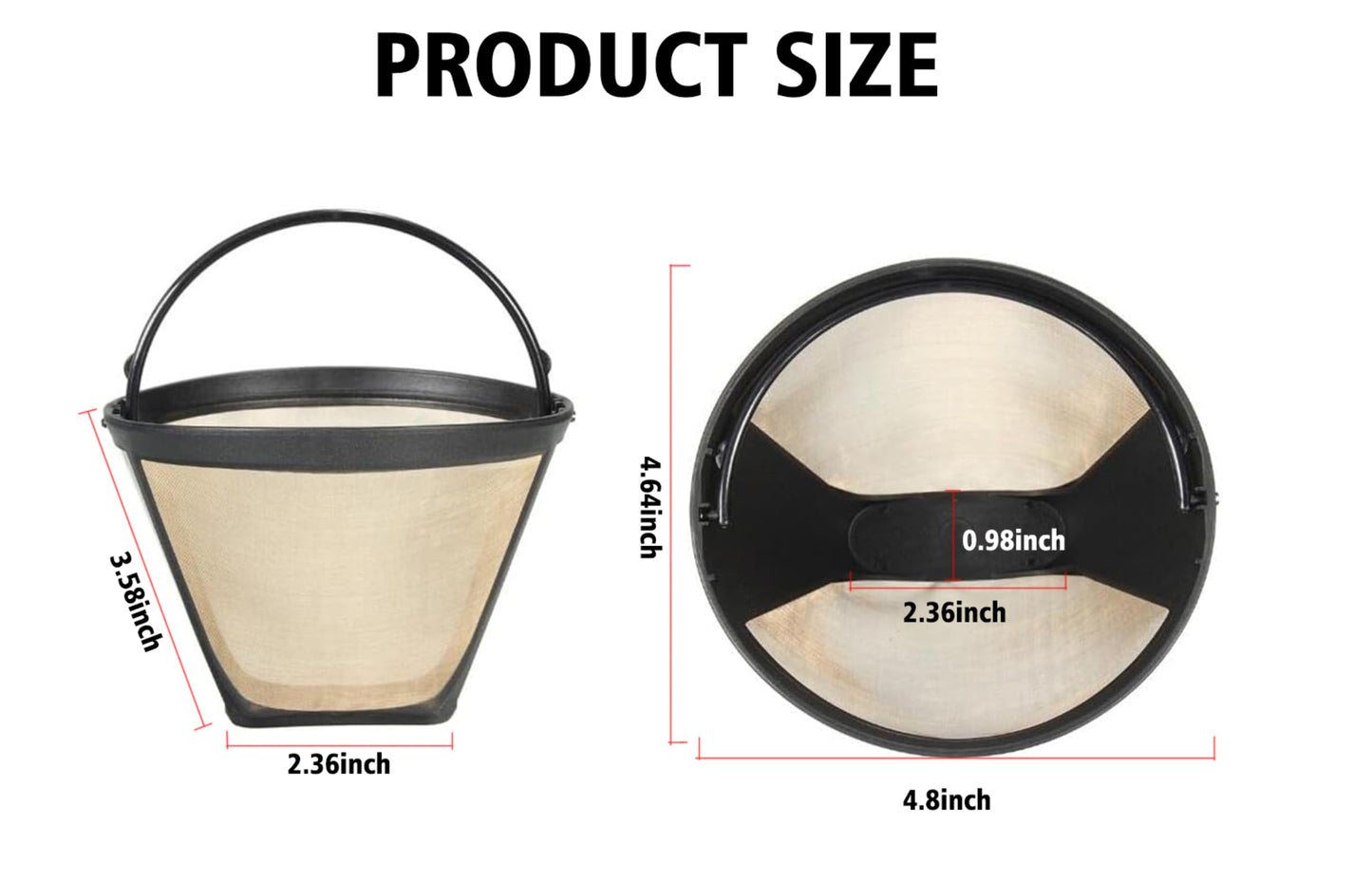 Reusable Coffee Filters for Ninja Dual Brew Coffee Maker, 2 Pack Permanent Coffee Filter #4 Replacement Compatible with Ninja Cuisinart Coffee Maker Filter