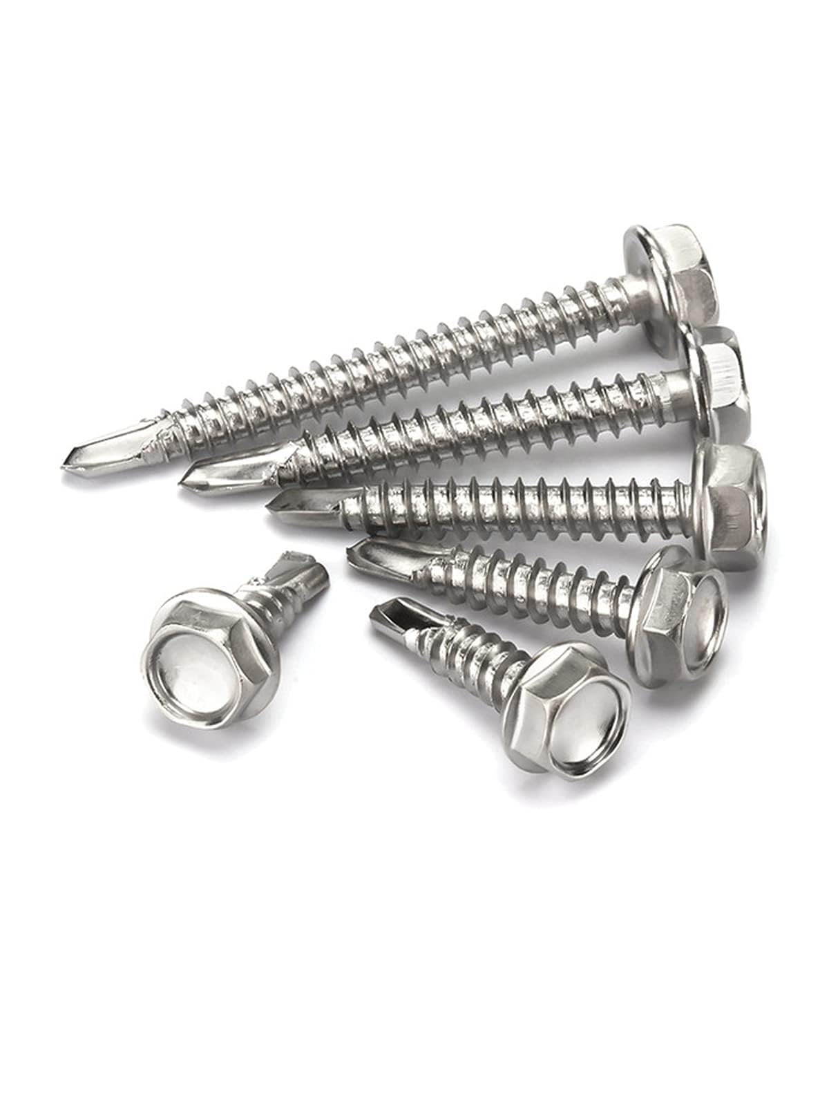 410 Stainless Steel Self Tapping TEK Screws Assortment,#8#10#12 Hex Head Self Drilling Screws for Metal