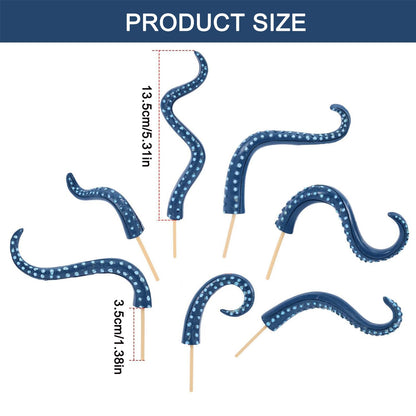 7PCS Octopus Tentacle Wooden Plant Stakes – Various Shaped Decorative Garden Stakes for Indoor/Outdoor Use. (Blue)