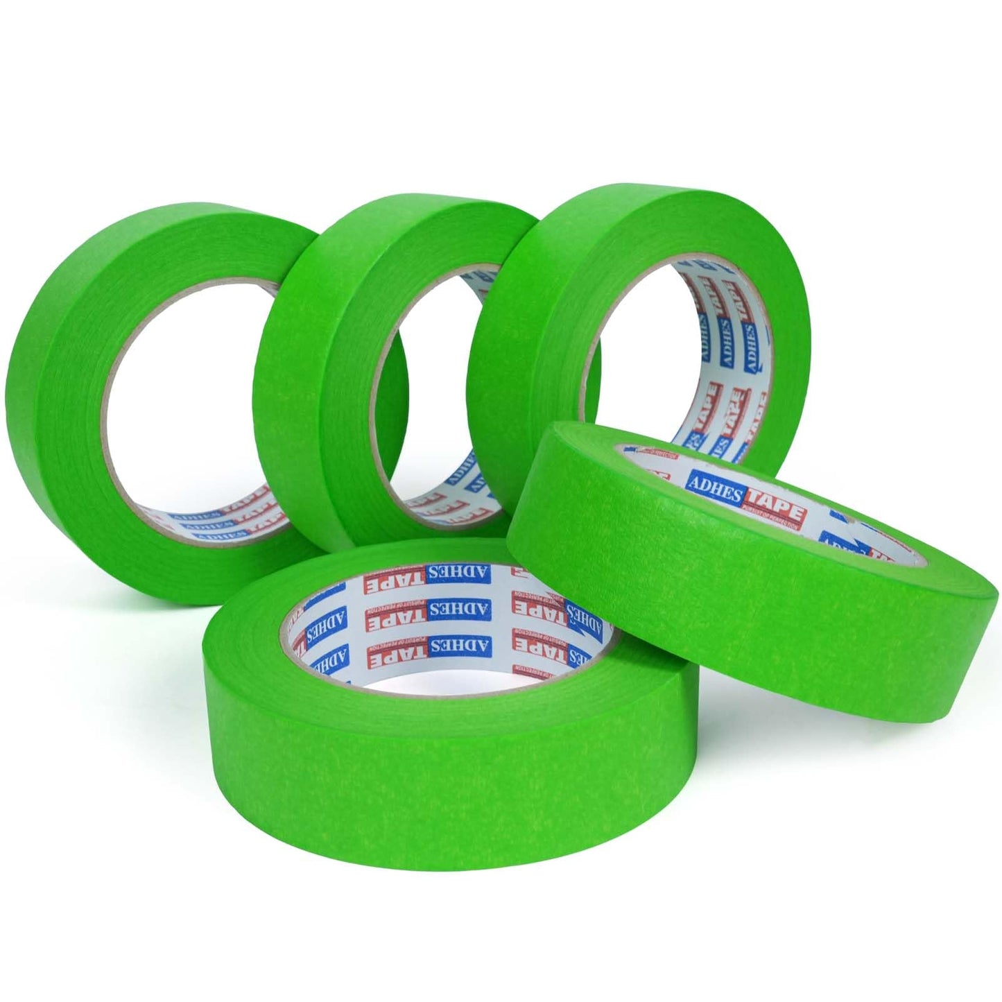 ADHES Green Masking Tape 1.2 Inch x 55 Yards – 5 Rolls, UV Resistant, No Residue, Multi-Surface Painters Tape, Automotive Masking Tape for Indoor & Outdoor, DIY, Arts, Crafts, Labeling