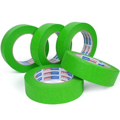 ADHES Green Masking Tape 1.2 Inch x 55 Yards – 5 Rolls, UV Resistant, No Residue, Multi-Surface Painters Tape, Automotive Masking Tape for Indoor & Outdoor, DIY, Arts, Crafts, Labeling
