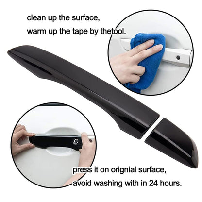 10th Gen Civic Door Handles Cover Exterior Decorative Accessories for Honda Civic 2017 2018 2019 2020 2021 with Smart Keyhole (ABS, Bright Black)