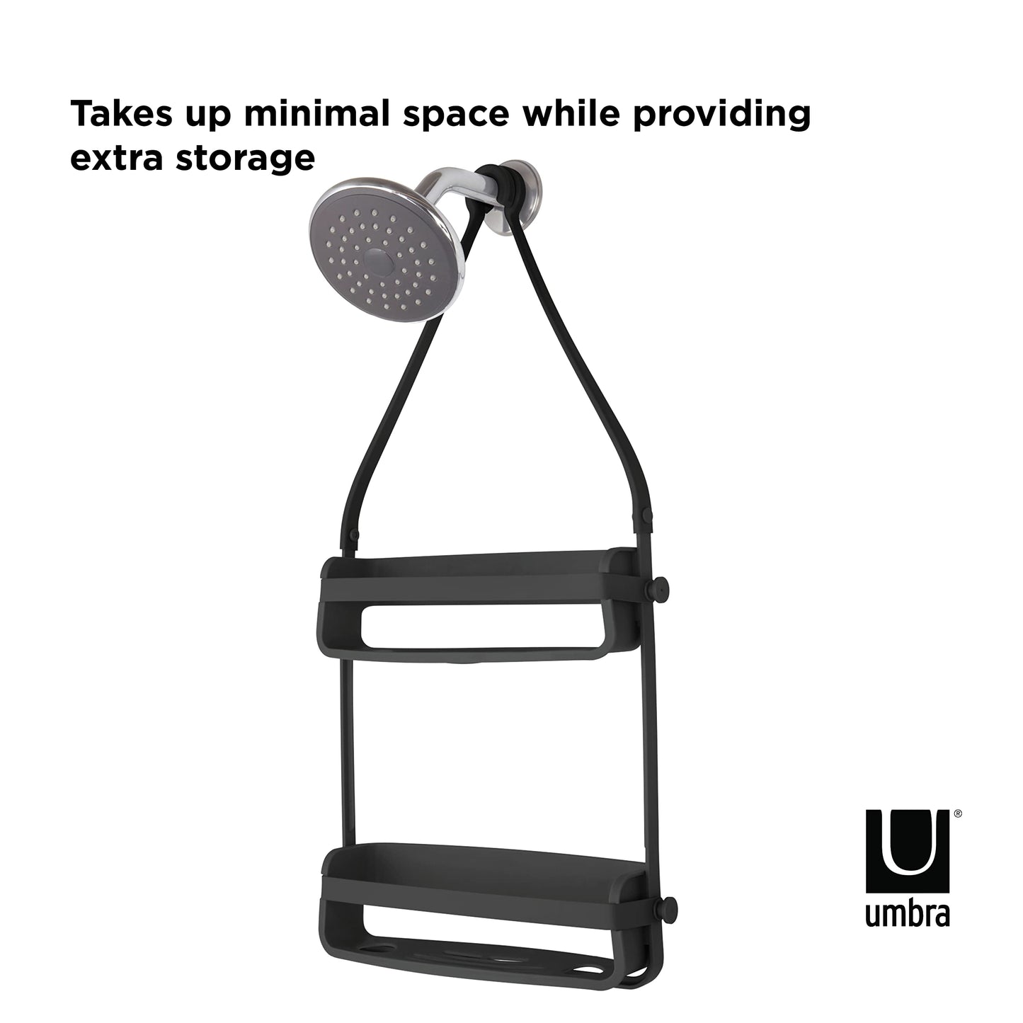 Umbra Flex Shower Storage Accessories with Patented Gel-Lock Technology Suction Cup, Black