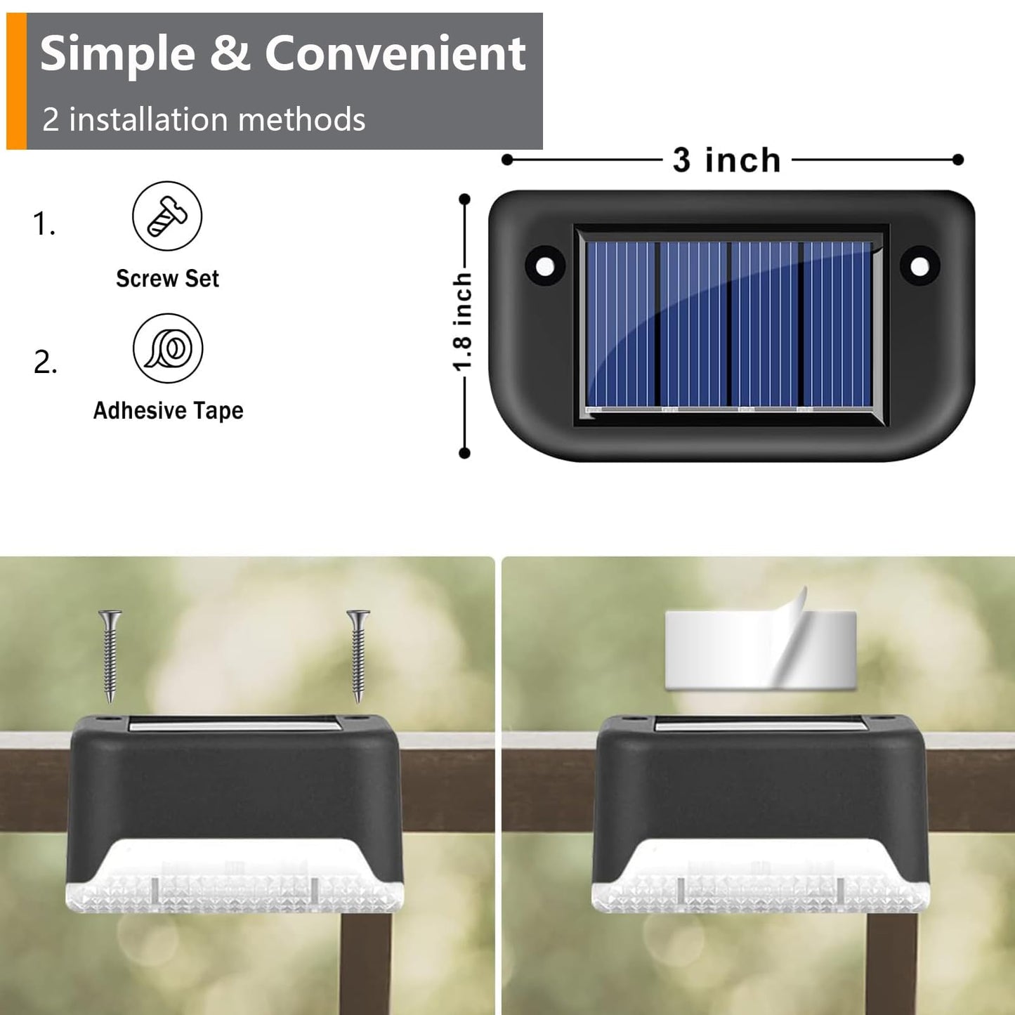 Solar Deck Lights Outdoor Waterproof, Solar Step Lights Wall Led Warm Light, Solar Fence Lights for Stairs Garden Fences Railing Yards Backyard Balconies 16Pack