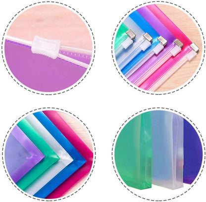 YoeeJob Plastic Envelopes, 10PCS Poly Envelopes with Zipper, Legal Size Expanding Plastic Zip Envelopes for Office School Home, Multi-Color 10 Pcs