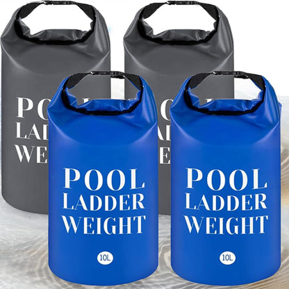4 Pcs 10L Universal Swimming Pool Ladder Weights-500D PVC Waterproof Pool Step Weight Sand Bags-Collapsible Water Container/Fillable Pool Stair Weight Anchor Bag for Pool Steps and Ladders(Blue&Grey)