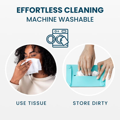 LastTissue® Reusable Cotton Tissue Box | Face Towels & Handkerchiefs for Men & Women – Washable, Sustainable Facial Tissue with Storage Case