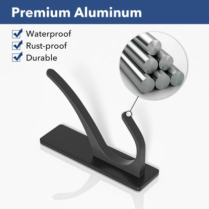 10 Pack Self Adhesive Coat Hooks for Hanging: Heavy Duty Stainless Wall Hook for Towel, Utensil, Backpack, Hat, Sturdy Metal Hanger for Bathroom, Kitchen, Door, Matt Black