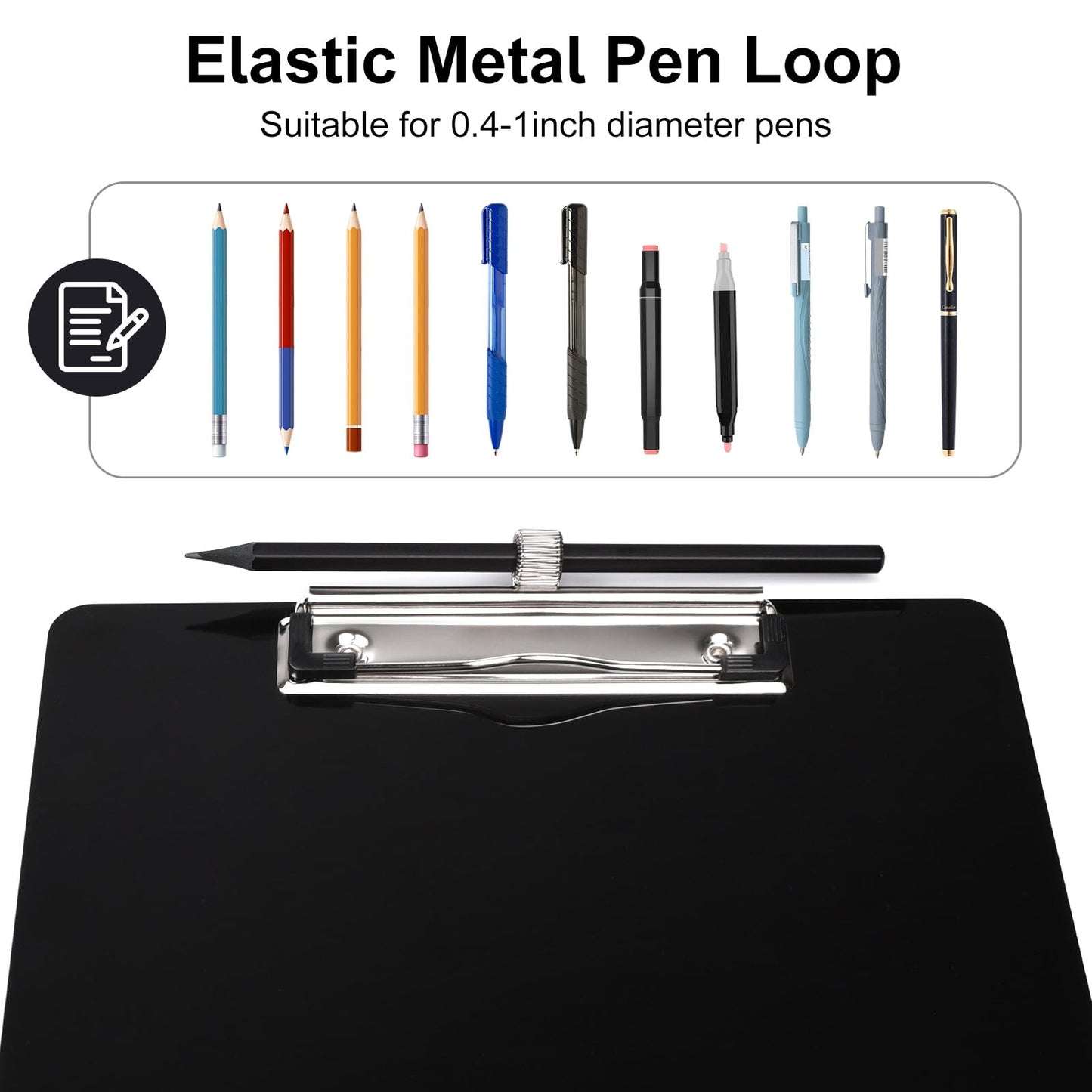 Zoenley Legal Size Clipboard with Pen Holder, Black 8.5 x 14 Plastic Clip Board for Lawyer, Nurse, Business, Size 9 x 15, with Low Profile Clip, Office & School Supplies(2Pack)