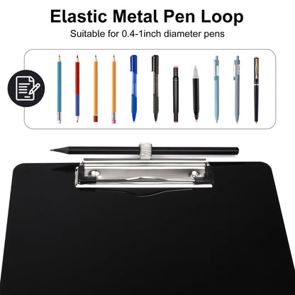 Zoenley Legal Size Clipboard with Pen Holder, Black 8.5 x 14 Plastic Clip Board for Lawyer, Nurse, Business, Size 9 x 15, with Low Profile Clip, Office & School Supplies(2Pack)