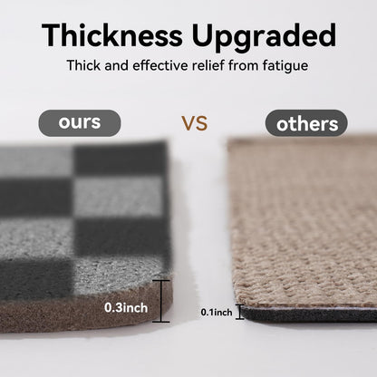 YDKGL Kitchen Mats For Floor, Soft Anti Fatigue Super Absorbent Kitchen Rugs Non Slip Washable, Linen-Look Woven Cushion Kitchen Runner Rug, Kitchen Sink Mat Standing Mat, Black Gray Checkered 17"x30"