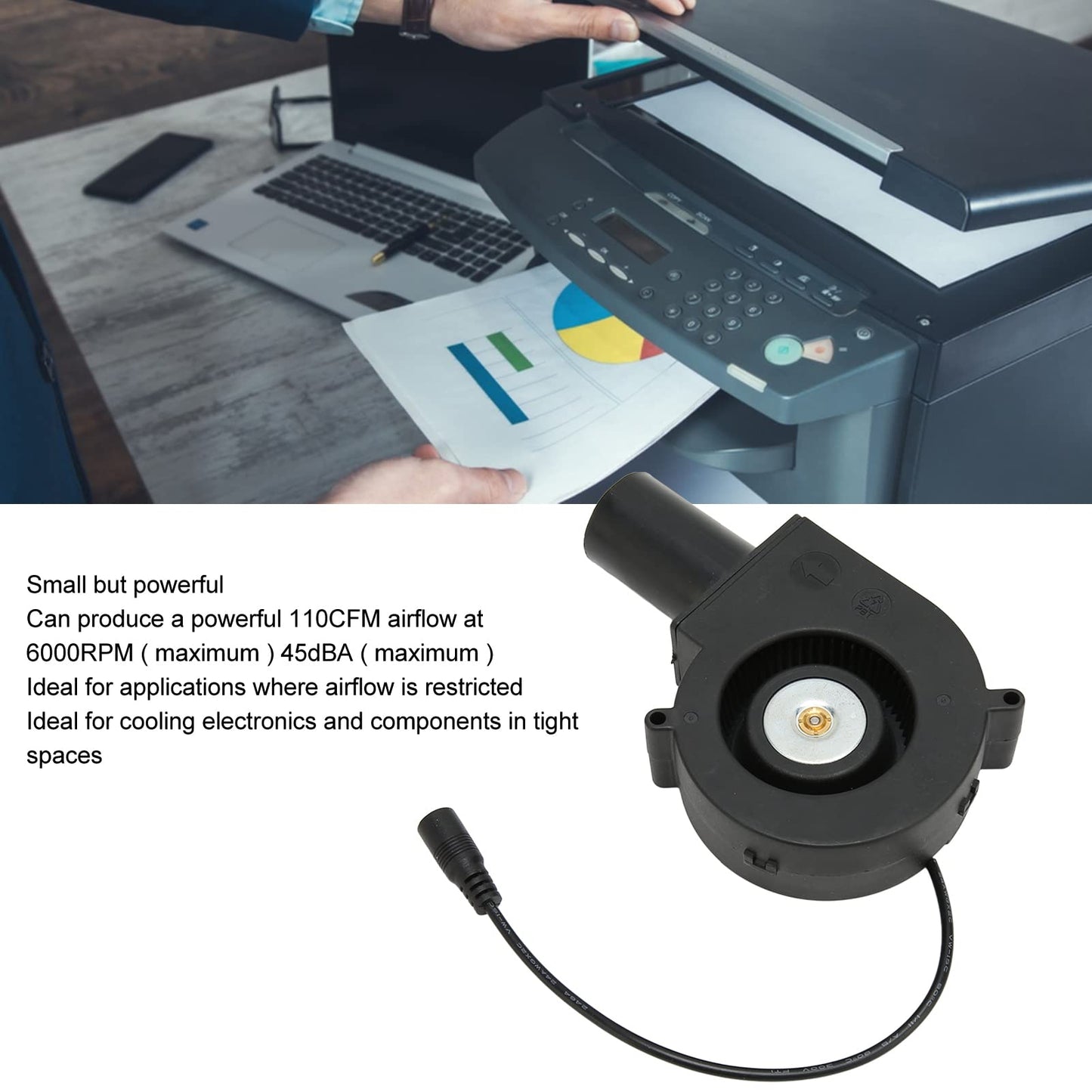 Smal Blower Fan, 120mm Mini Small Blower Fan DC Cooling Fan 12V Brushless Motor Blower Fan with Speed Control for Receiver DVR for Modem Cooling US Plug 100 to 240V