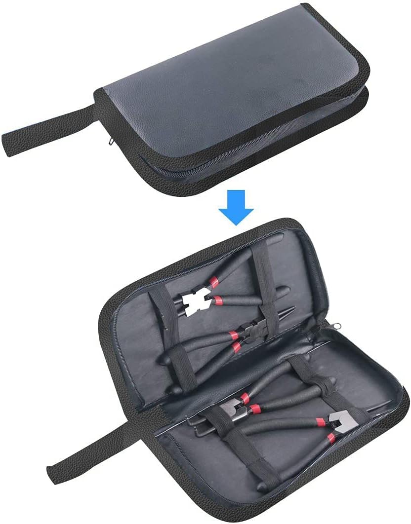 KEJJNYER 4 Pack Snap Ring Pliers Set, Heavy Duty C-Clip Plier, Internal/External Circlip Pliers, 7 inch Straight/Bent Retaining Ring Pliers for Lock/Remover with Portable Case