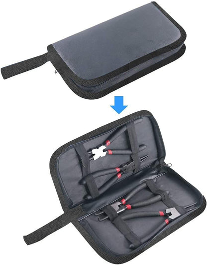 KEJJNYER 4 Pack Snap Ring Pliers Set, Heavy Duty C-Clip Plier, Internal/External Circlip Pliers, 7 inch Straight/Bent Retaining Ring Pliers for Lock/Remover with Portable Case