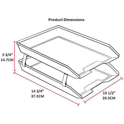 Acrimet Facility 2 Tier Letter Tray, Front Load, Letter Size/A4, Desktop File Organizer, Plastic (Black Color)