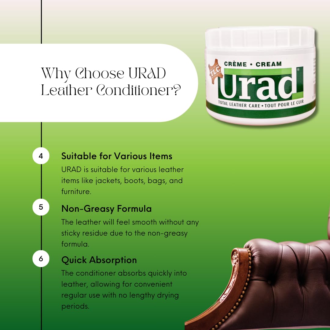 URAD Leather Conditioner 7oz Neutral – Premium Care for Leather Furniture, Shoes, Car Seats, and More!