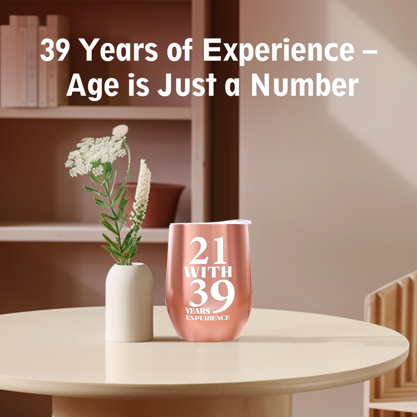 60th Birthday Gifts for Women, 21 with 39 Years Experience 60TH Wine Glass, 60th Birthday Decorations for Women, Funny 60 Year Old Birthday Gifts Idea for Women, Mom, Friends, Wife, Daughter, Sister