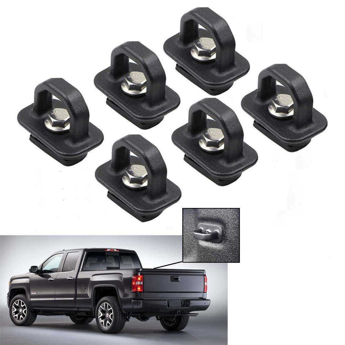 Tie Down Anchors 6Pcs Truck Bed Side Wall Anchor fit for 07-22 Chevy Silverado/GMC Sierra,15-22 Chevy Colorado/GMC Canyon DZ97903