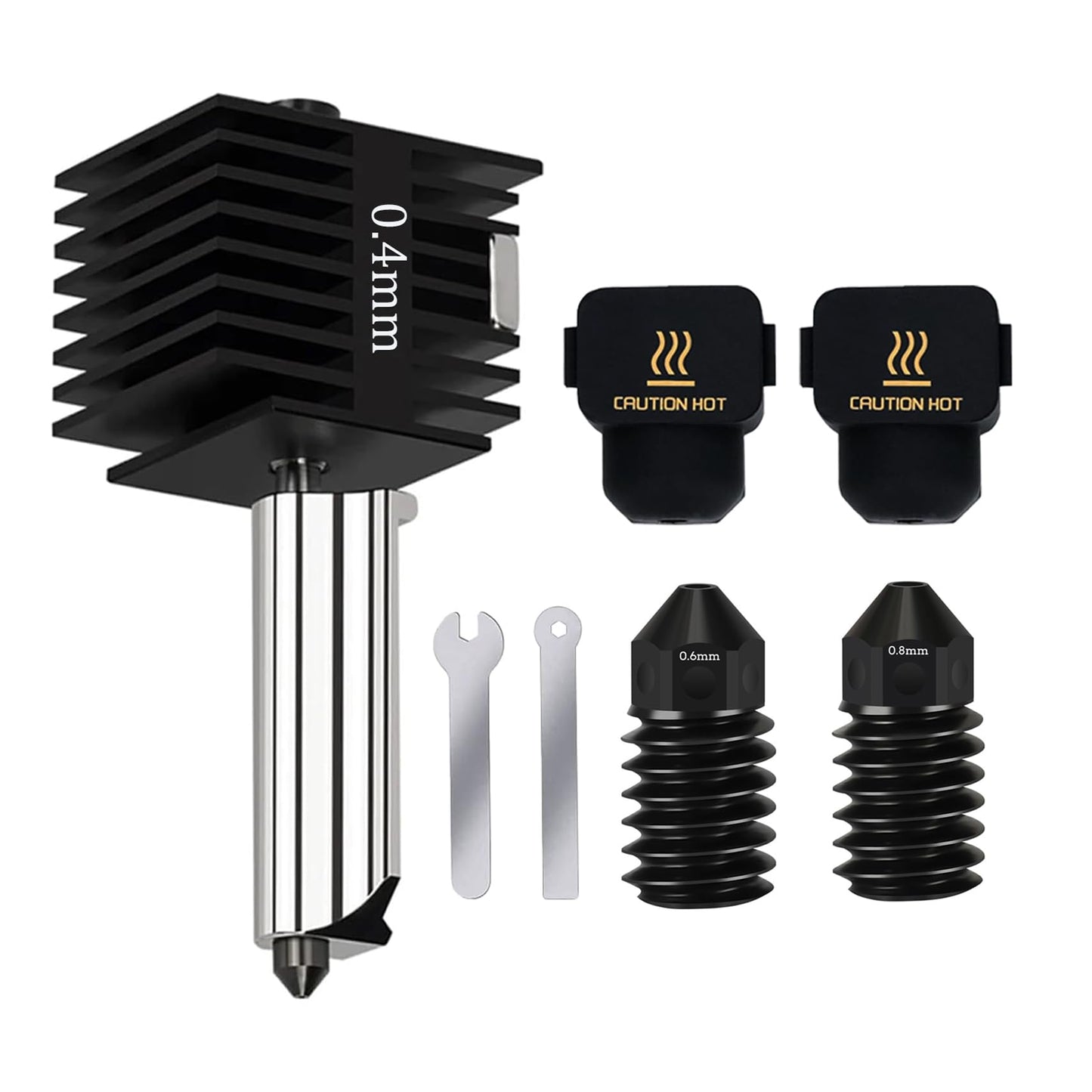 Upgrade Hotend Kit for Bambu Lab A1/A1 Mini, Hot End Assembly 0.4/0.6/0.8mm Hardened Steel Nozzle & Silicone Sock for Bambu Lab 3D Printer Part