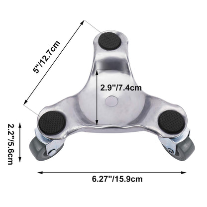 4 Pack 6-Inch Steel Tri-Dolly, 3 Wheel Furniture Dolly with Casters, Easy Moving System for Heavy Loads in Home, Shop or Garage, 200 lbs Load Capacity