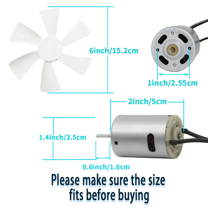 6’’ RV Vent Fan Motor & Fan Blade Replacement, 12V D-Shaft RV Vent Motor Compatible with Heng's, Elixir, Jensen, Jayco,Toyota Dolphin RV