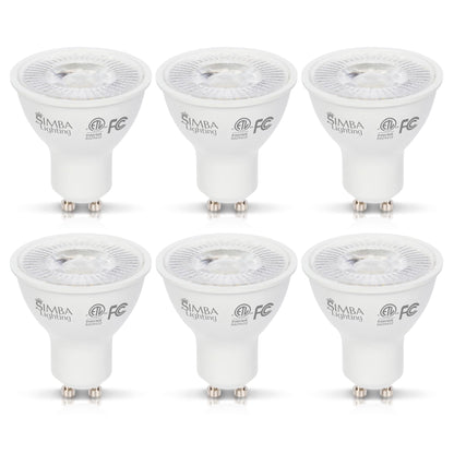 Simba Lighting LED GU10 5W Dimmable Spot Light Bulb (6 Pack) Halogen 50W Replacement MR16 Shape for Accent, Recessed, Track Lighting, 38° Beam Angle, 120V, Twist-N-Lock Bipin Base, 5000K Daylight