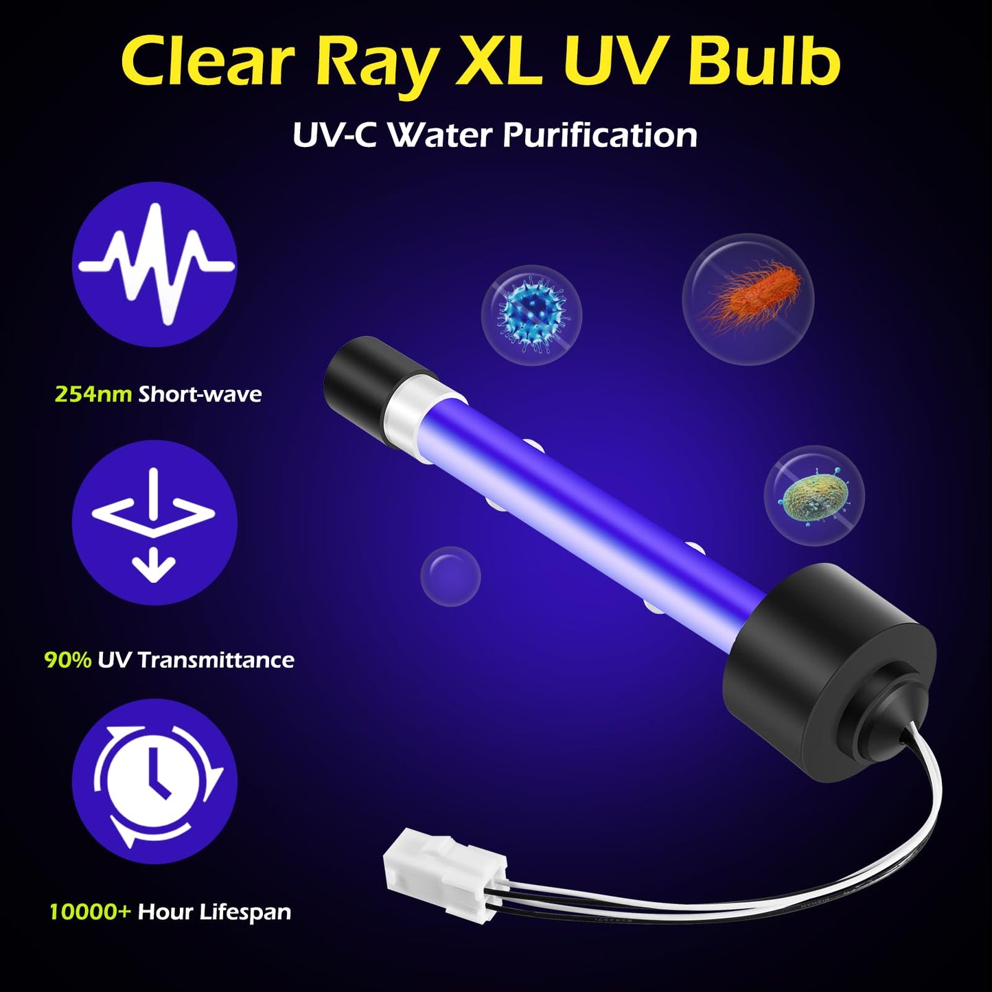 6472-841 Clear Ray XL Replacement Bulb for Jacuzzi Spa J-200 J-300 J-400, UV Bulb Replacement for Sundance Spas Hot Tub (1)