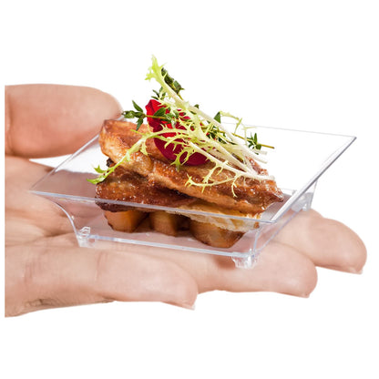Kingrol 150 Count Plastic Dessert Plates, Mini Mini Mini Disposable Square Plates for Desserts, Appetizers, Sauces, Tastings