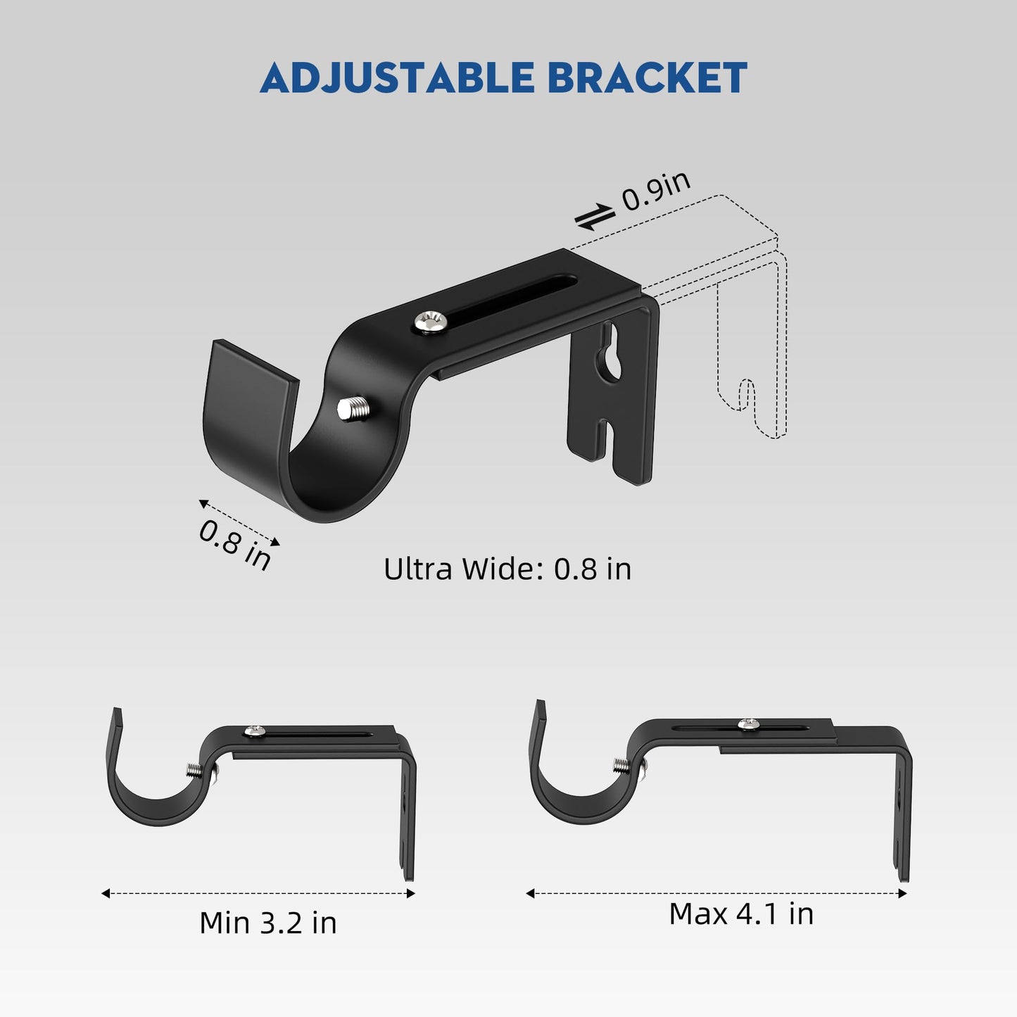 Black Curtain Rod for Windows 66 to 120 inch, Adjustable 1 inch Diameter Heavy Duty Long Curtain Rods with 3 Brackets for Bedroom, Sliding Glass Doors, Outdoor, Patio (168-305 cm)