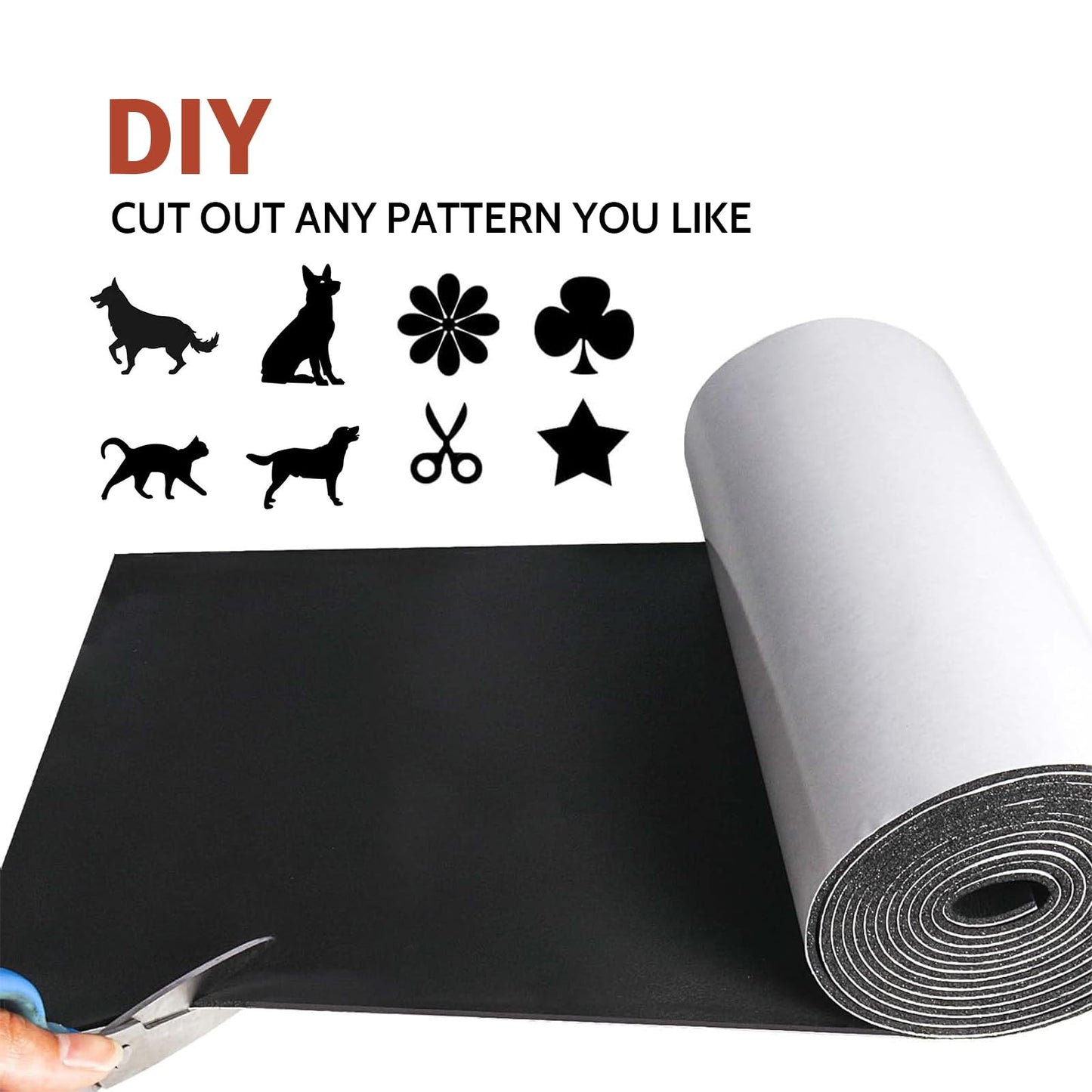 Vefhby Foam Insulation Neoprene Sheets Roll with Adhesive, 12 in x 59 in x 1/2 in Closed Cell Neoprene Rubber Roll, Multi-Function for DIY, Home, Industrial & Soundproof Projects (Black)