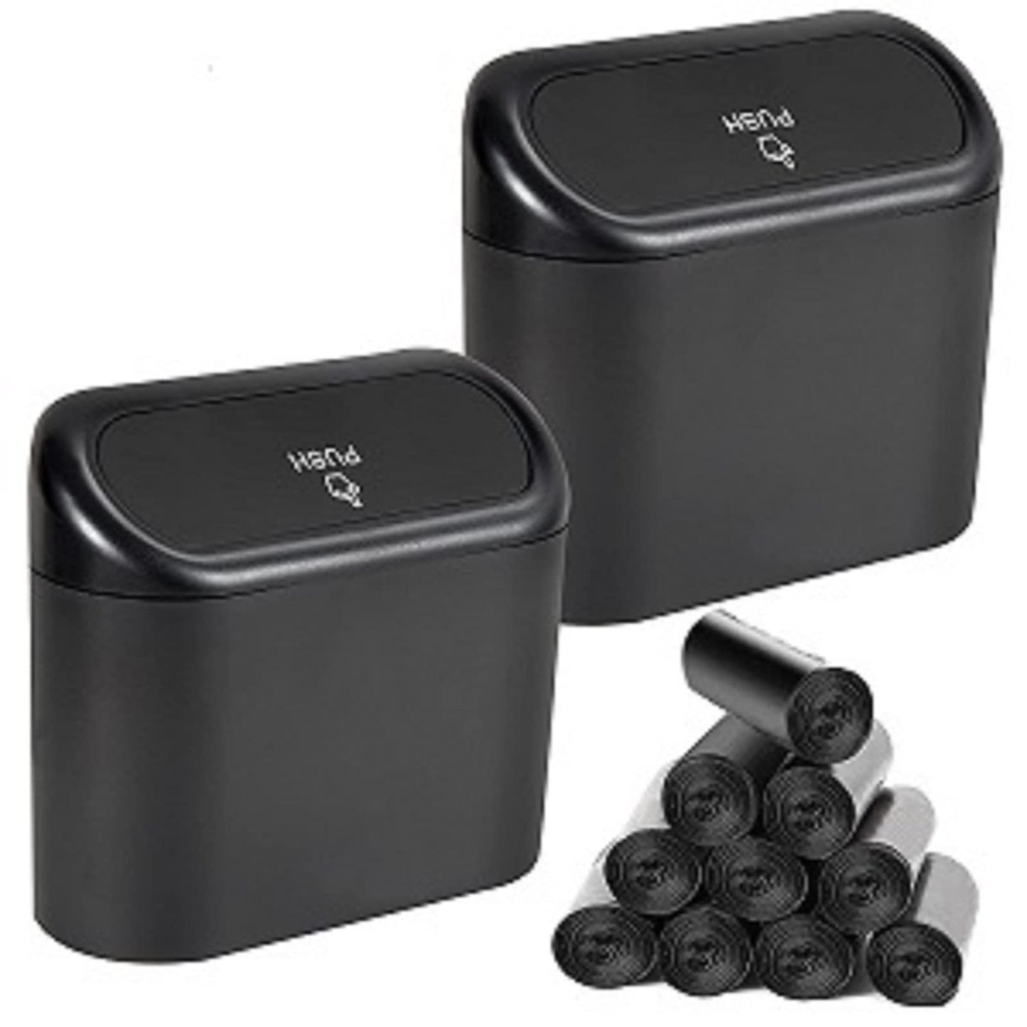 2 Packs Mini Car Trash Can Bin with Lid and 150pcs Trash Bags,Car Trash Can Bin,Car Garbage Trash Can Storage for Front Back Seat Accessories (2) (2)