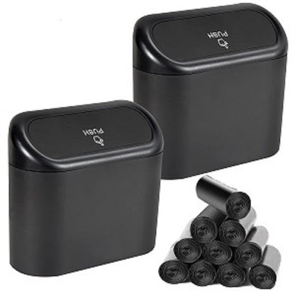 2 Packs Mini Car Trash Can Bin with Lid and 150pcs Trash Bags,Car Trash Can Bin,Car Garbage Trash Can Storage for Front Back Seat Accessories (2) (2)