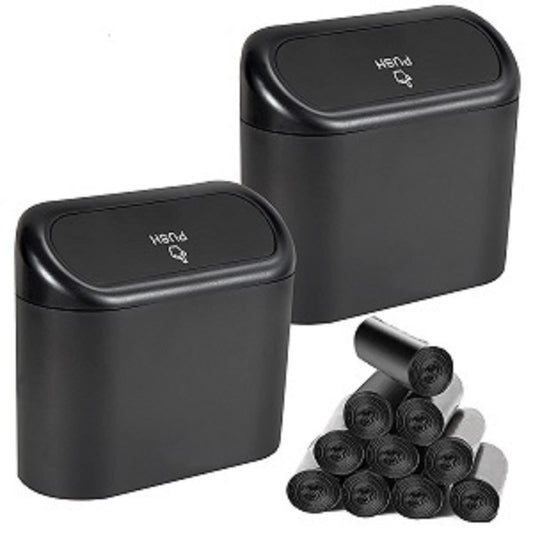 2 Packs Mini Car Trash Can Bin with Lid and 150pcs Trash Bags,Car Trash Can Bin,Car Garbage Trash Can Storage for Front Back Seat Accessories (2) (2)