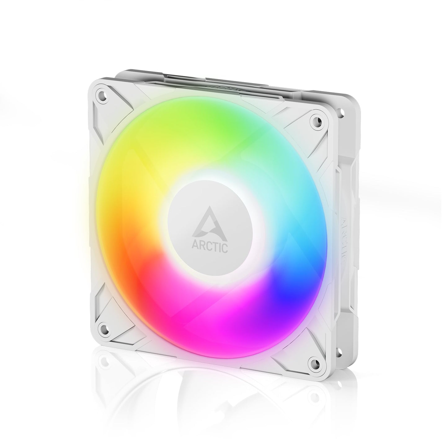 Arctic P12 Pro A-RGB (White) - Powerful Premium Fan, 120 mm PWM Fan with Y-Cable Splitter, 600-3000 RPM, 0 RPM <5% PWM, 5V Digital RGB, Fluid Dynamic Bearing, 4-Pin - White