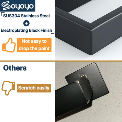 Sayayo Toilet Paper Roll Holder Wall Mounted, SUS304 Stainless Steel Toilet Paper Holder, Matte Black Bathroom Tissue Holder, Kitchen and Washroom, Hand Towel Holder Screw-in, GKN2211-B